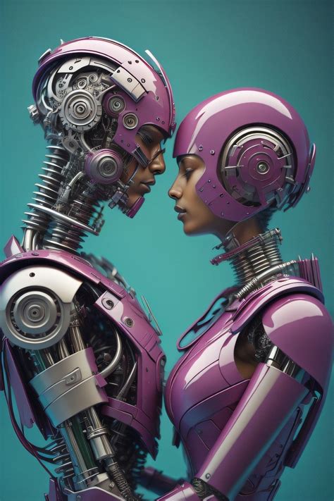 Robotic Love Cyborgs Art Black Love Art Cyberpunk Art