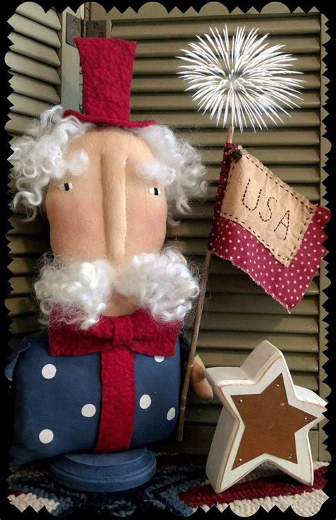 Uncle Sam With Flag At Needles And Prims Americana Crafts Primitive