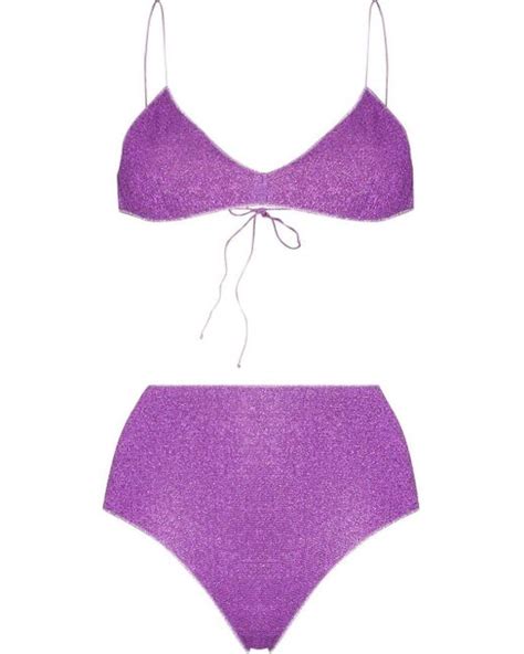 Os Ree Lumi Re Metallic High Waist Bikini Set In Purple Lyst Australia