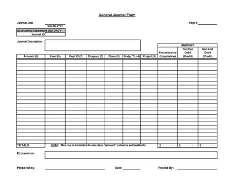 Journal Entry Worksheets Accounting