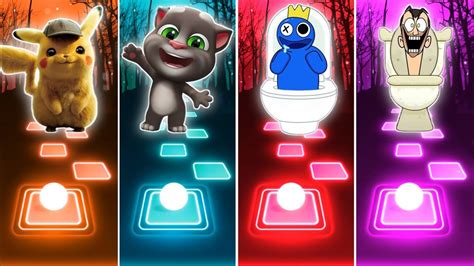 Pikachu Vs Talking Tom Vs Rainbow Friends Vs Skibidi Toilet Tiles Hop Youtube