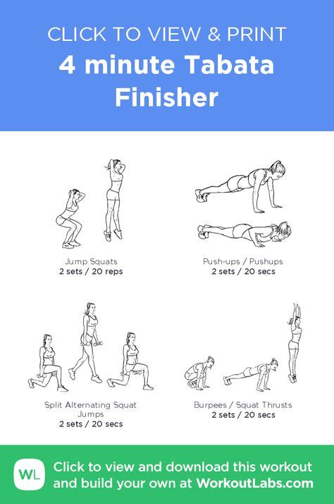 4 Minute Tabata Finisher Click To View And Print This Illustrated Exercise Plan Created With