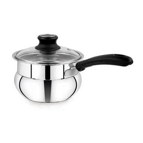 Silver Stainless Steel Tea Pan with Glass Lid for Home, Capacity ...