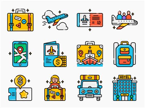 84 Vacation Planning Icon Set Flat Icons