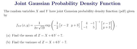 Solved Joint Gaussian Probability Density Function The Chegg