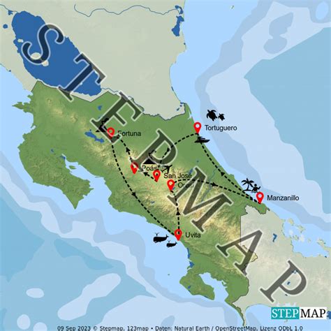 Stepmap Costa Rica Reise Landkarte F R Costa Rica