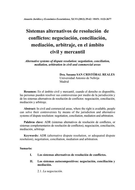 Solution Sistemas Alternativos Para La Resolucion De Conflictos