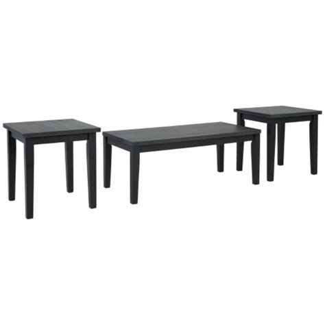 Modern 3 Piece Coffee Table Set Melamine Laminate Finish Dark Gray