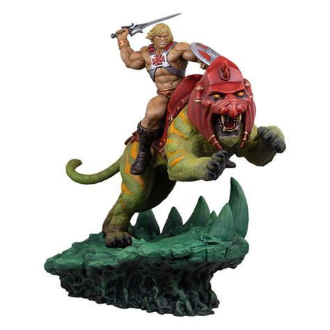 K B Masters Of The Universe Statue He Man And Battle Cat Classic Deluxe