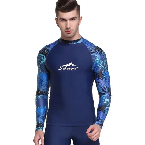 Sbart Men S Long Sleeve Rashguard Swim Shirt Uv Sun Protection Upf