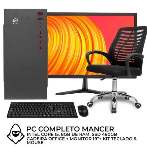 PC CPU Completo Mancer Intel Core i5 8GB De Memória Ram SSD 480GB