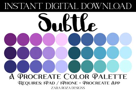 Subtle Procreate Color Palette Graphic by ZaraRozaDesigns · Creative Fabrica