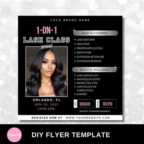 1 On 1 Lash Class Flyer DIY Lash Training Flyer Lash Masterclass