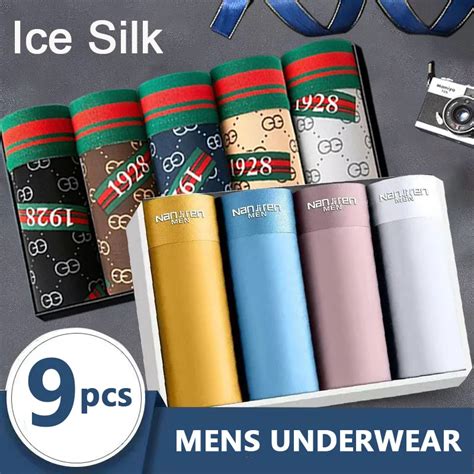 Cal O Boxer Sem Costura De Seda Gelo Masculino S Lido Ultra Fino Respir