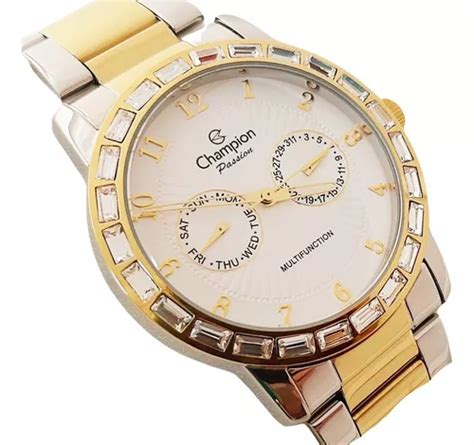 Reloj Para Mujer Champion Impermeable Dorado Y Plateado Mercadolibre