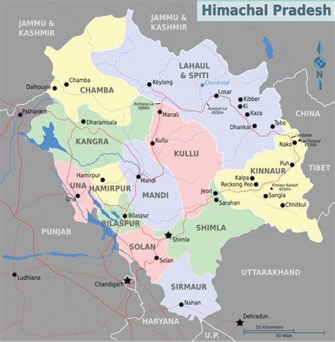 Himachal pradesh political map – Printable graphics