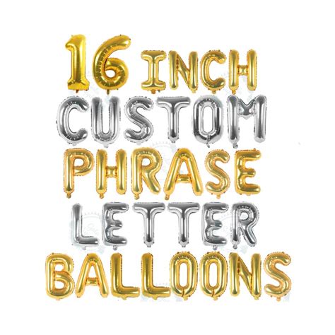 Silver & Gold Letter Balloons Custom Balloon Letters for - Etsy