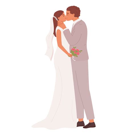 Bride And Groom Kissing Clipart