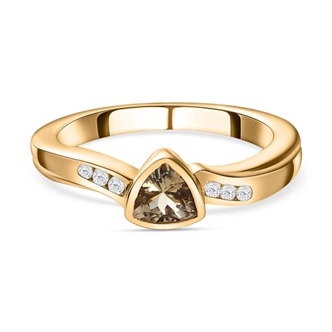 Aa Nat Rlicher Goldener Tansanit Wei Er Zirkon Ring Silber