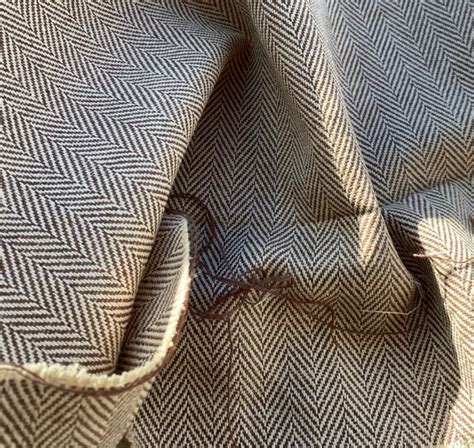 Herringbone Linen Cotton Fabric By The Yard Etsy