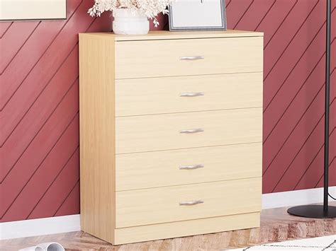 Vida Designs Pine Chest Of Drawers 5 Drawer With Metal Handles And