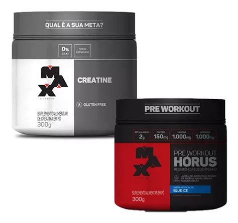 Kit Creatina 300g Pré treino Horus Blue Ice Max Titanium