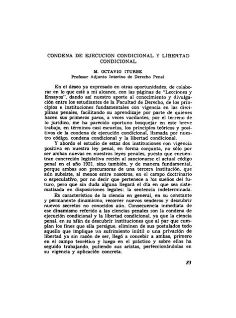 Condena De Ejecuccion Condicional Y Libertad Condicional Condena De