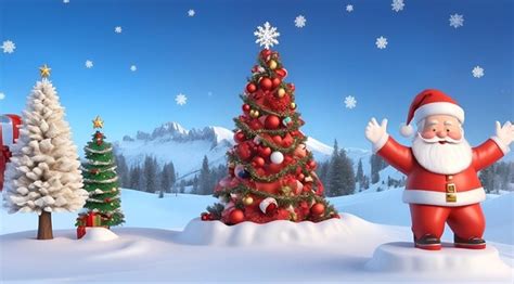 Premium AI Image | 3d style christmas background with santa claus