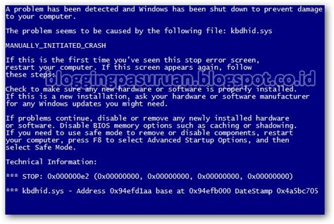 Mengatasi Blue Screen WINDOWS Dan Apa Penyebabnya Blogging Cara Ku