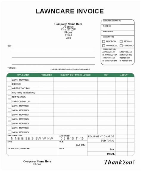 Editable Lawn Care Invoice Template