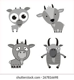 Set Isolated Cartoon Funny Goats On Stock Vector Royalty Free