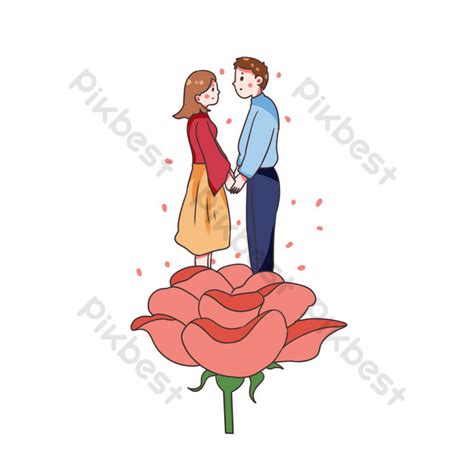 Gambar Hari Valentine 2 14 Gambar Kartun Pasangan Yang Digambar Tangan Elemen Grafis Psd