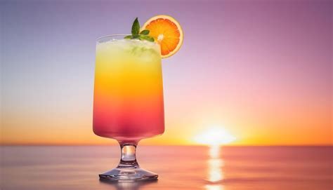 Premium Photo Tropical Cocktail With Sunset Gradient And Citrus