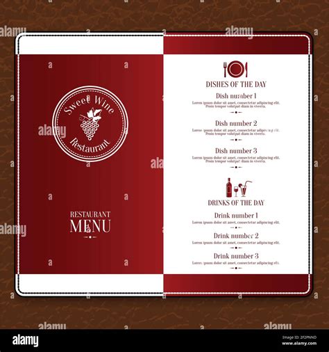 Red Design Restaurant Menu List Template With Dishes And Drinks Names