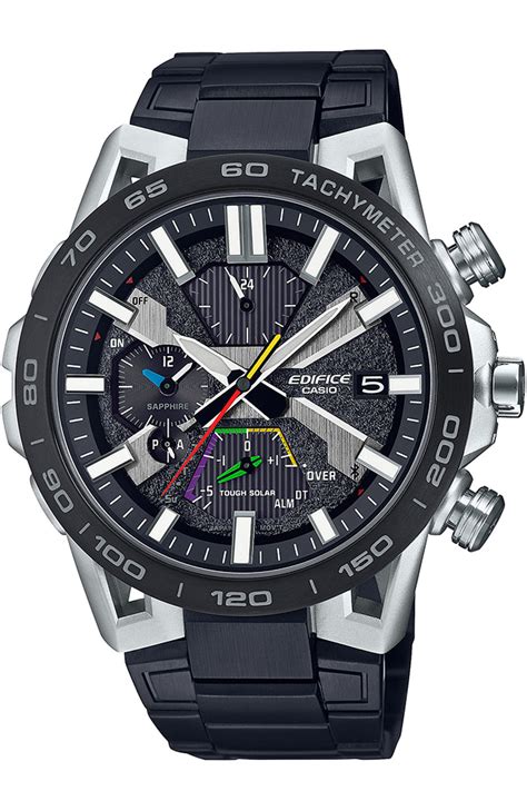 Mens Watch Casio Edifice Sospensione Solar Bluetooth Black Stainless