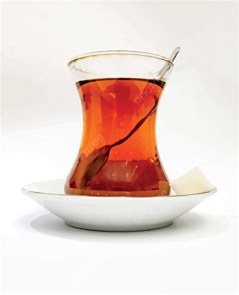 Traditional Turkish Tea In A Glass Cupa Detailed View Vector