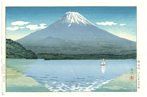 Japanese Print Shoji Lake Mt Fuji By Tsuchiya Koitsu