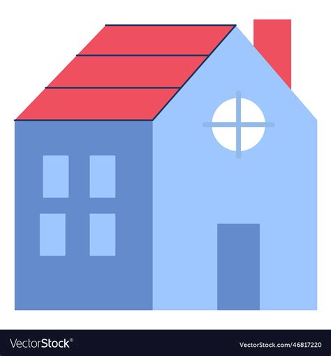 Building House Red Roof Flat Royalty Free Vector Image