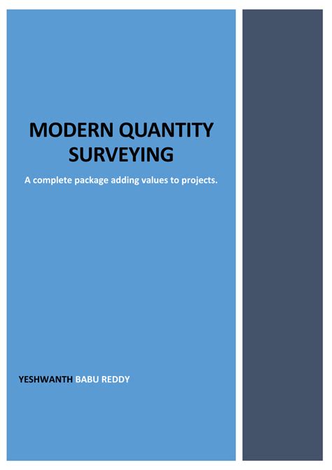 Pdf Modern Quantity Surveying A Complete Package Adding Values To