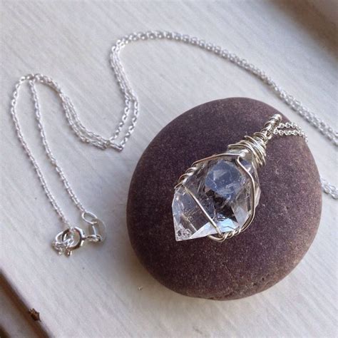 Herkimer Diamond Raw Necklace Double Terminated Quartz Crystal