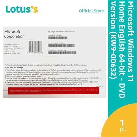 Microsoft Windows 11 Home English 64-Bit - Dvd Version (Kw9-00632) | Lazada