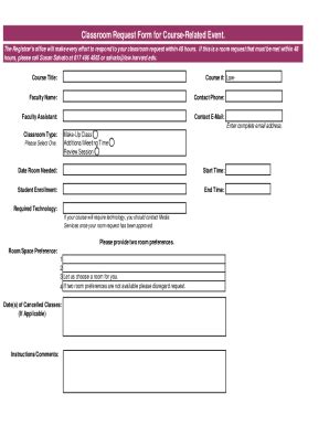 Fillable Online On Line Classroom Request Form Xls Fax Email Print