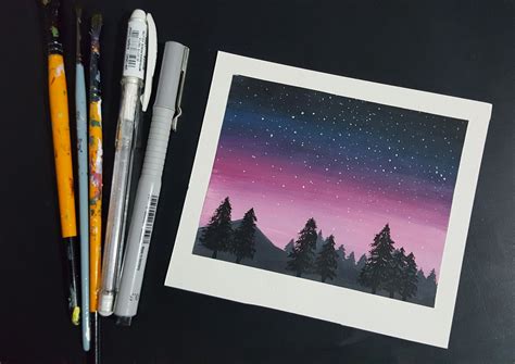 Starry night . Acrylic colours.