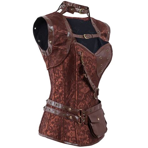 Buy Lauwoo Fashion Women Steampunk Corset Retro Brown