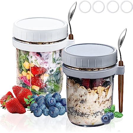 Amazon Uniwa Overnight Oats Containers With Lids And Spoon Pack