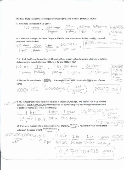 Dimensional Analysis Worksheet Answers Chemistry