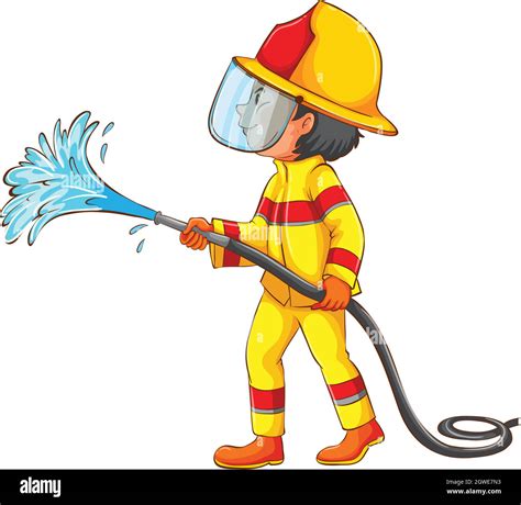 Fireman Putting Out Fire Clipart Drawing