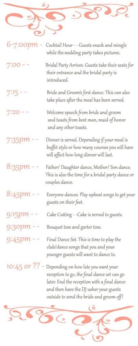 Wedding Reception Timeline Planning Guide Modwedding Wedding