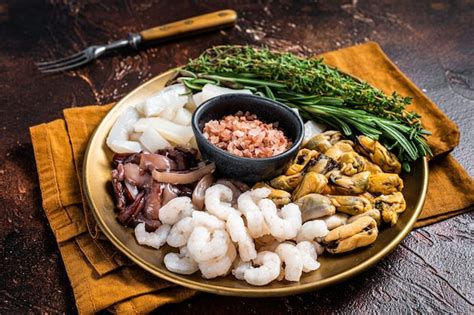 Premium Photo Seafood Platter Mix Of Mussels Clams Squid Octopus