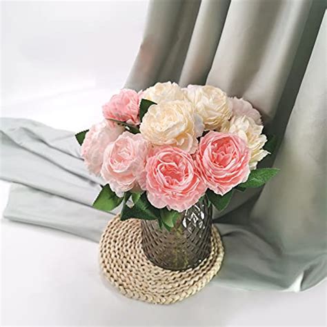 SnailGarden 12 Head Artificial Peony Flowers 3 Colors Silk Peony